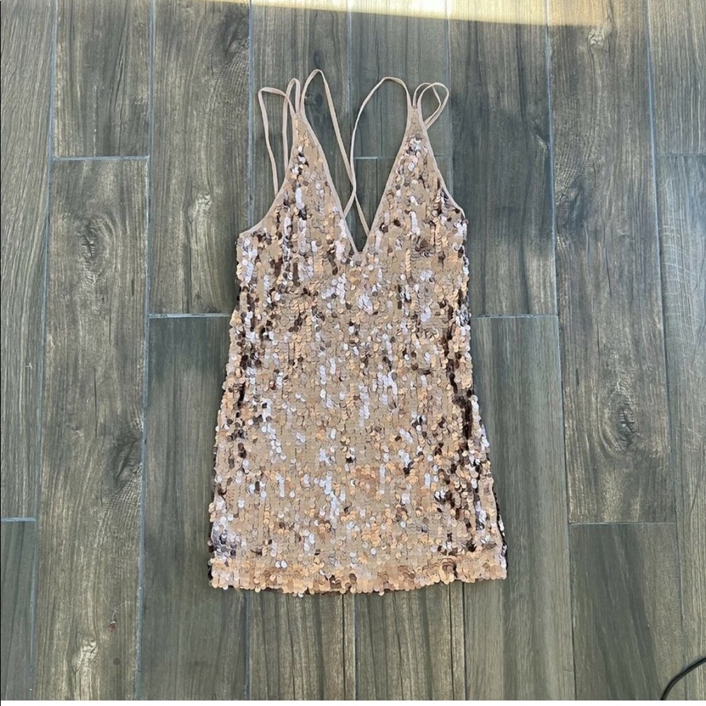 Urban Outfitters Rose Gold Sequin Mini Dress